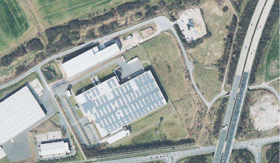 Luftbild des Gewerbegebietes "In der Wiesen"